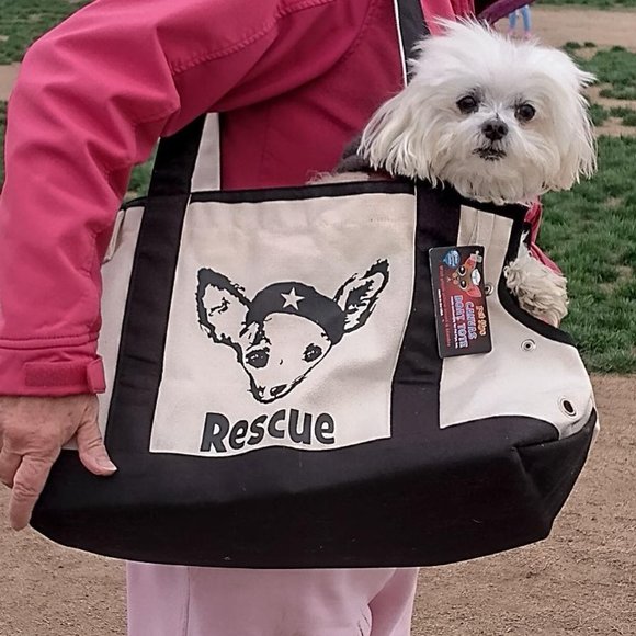 Pet Flys Other - 'PET FLYS' Pet CARRIER: White & Navy heavy Canvas tote with snap closures.NWT.